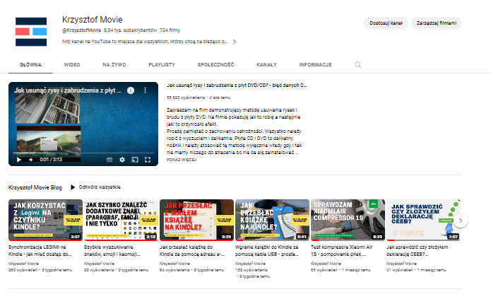 Krzysztof Movie – kanał YouTube